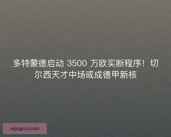 多特蒙德启动 3500 万欧买断程序！切尔西天才中场或成德甲新核