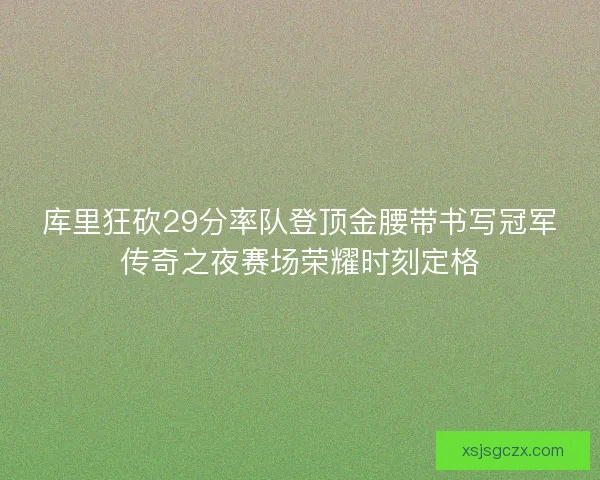 库里狂砍29分率队登顶金腰带书写冠军传奇之夜赛场荣耀时刻定格